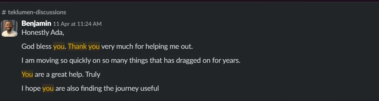 Screenshot of the original client message: Reliable & Professional Support